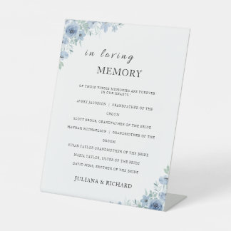 Panneau de mariage bleu en souvenir,
