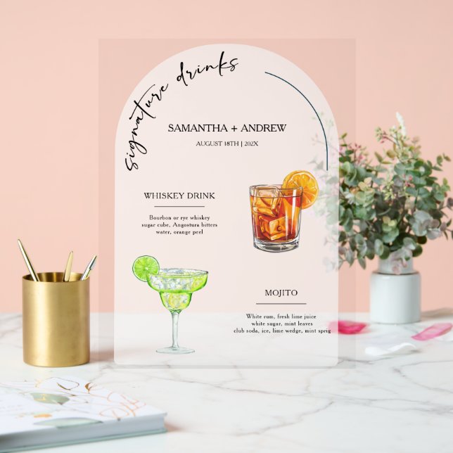 Panneau de mariage "Boissons pour lui et pour elle (Mariage)