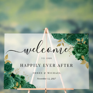 Panneau de mariage en acrylique Emerald Happily Ev