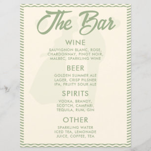 Panneau de mariage Menu Barrayure ondulée Vert sau