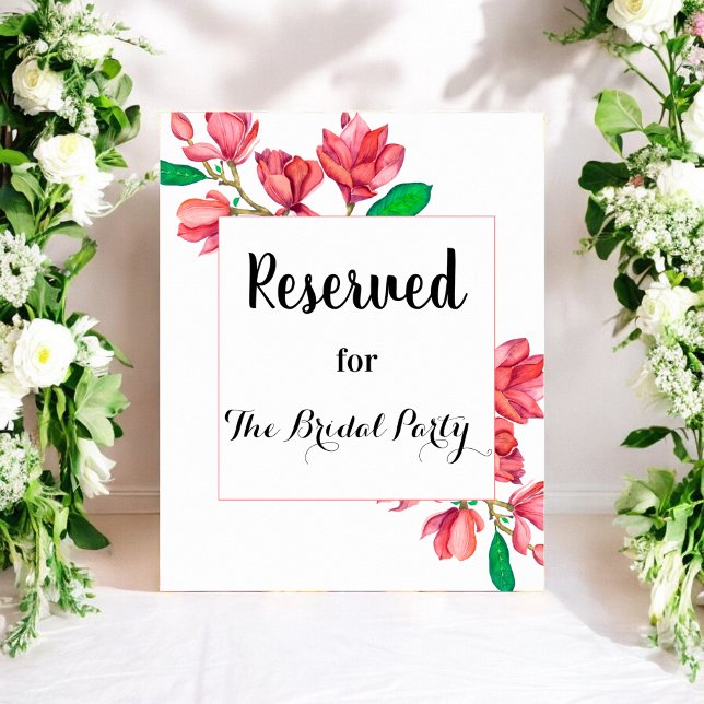 Panneau de mariage réservé rose floral Affiche bla (Créateur téléchargé)