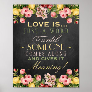 Panneau de mariage sur tableau noir floral vintage