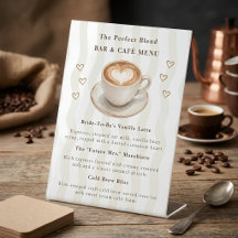 Panneau de menu de bar à café pour Baby Shower « L