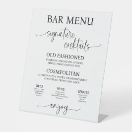 Panneau de menu de bar de mariage en acrylique