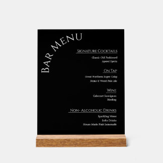 Panneau de menu de bar de mariage en acrylique mod