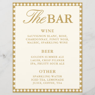 Panneau de menu de bar de mariage rétro salle de b