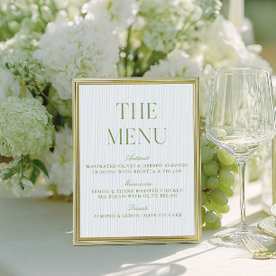 Panneau de menu de mariage élégant vert sauge et b