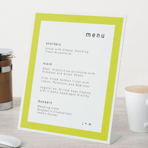 Panneau de menu de mariage jaune Island Citrus