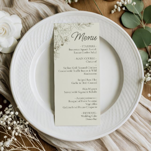 Panneau de menu de réception de mariage botanique (Créateur téléchargé)