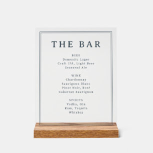 Panneau de menu élégant noir et blanc