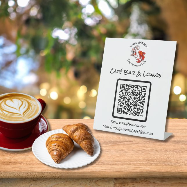 Panneau de menu sur pied avec code QR | Poisson Ko (Créateur téléchargé)