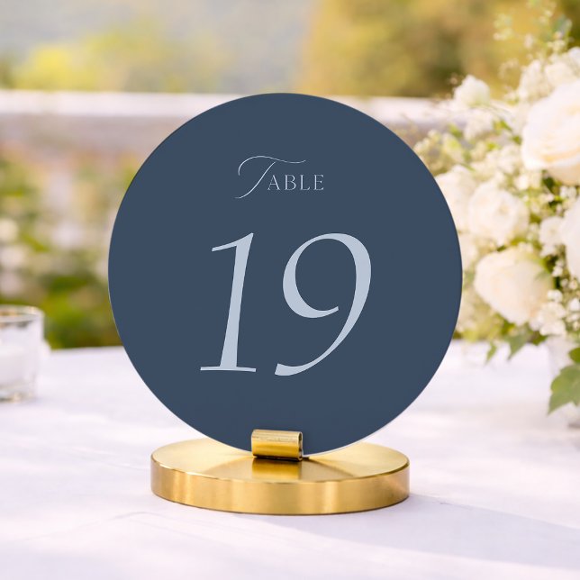 Panneau de numéro de table de mariage bleu poussié (Créateur téléchargé)