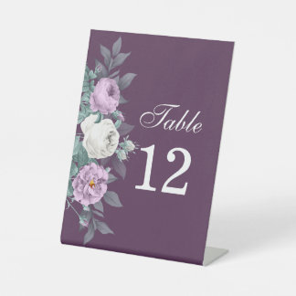 Panneau de numéro de table de mariage violet foncé