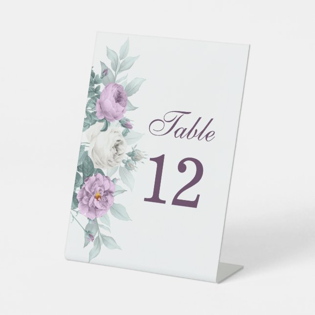 Panneau de numéro de table de mariage violet lavan (Recto)