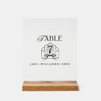 Panneau de numéro de table en acrylique – Décorati