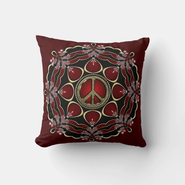 Panneau de Paix Mandala Elegance Rouge Coussin / C (Recto)