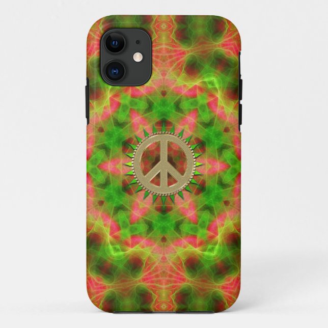 Panneau de Paix Or Fluro Hexagon iPhone 5 Coque (Dos)