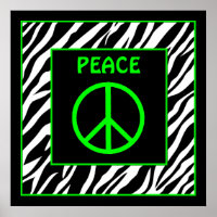 Panneau de paix vert Zèbre et citron vert Poster d