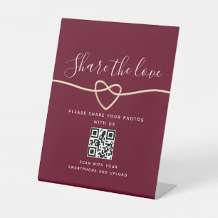 Panneau de pied de code QR de mariage rouge Bourgo