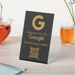 Panneau de piédestal de code QR de critique Google
