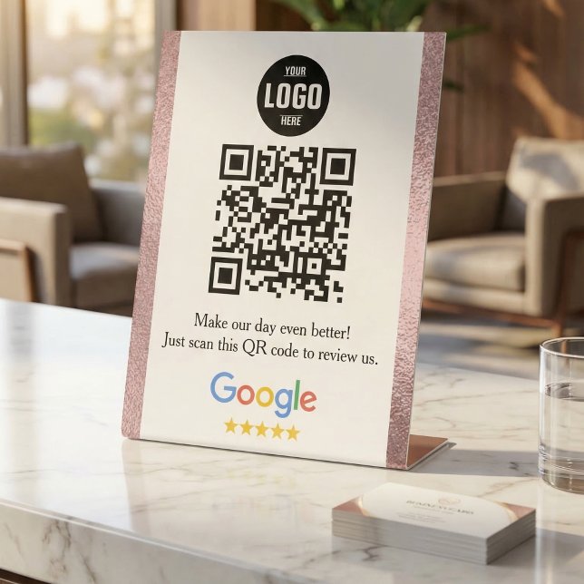 Panneau de piédestal de code QR de Google Avis pou (Google Review QR Code Pedestal Sign for Business)
