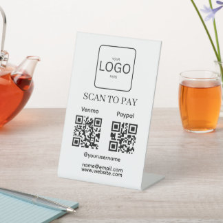 Panneau de piédestal de code QR de logo d'entrepri