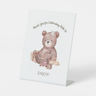 Panneau de piédestal pour Baby Shower Ourson Sucré