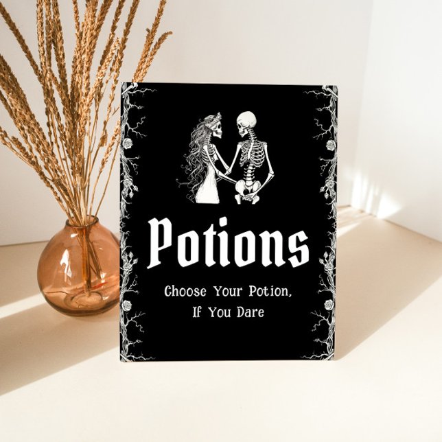 Panneau de potions squelette de Halloween gothique (Créateur téléchargé)