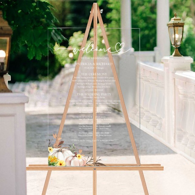 Panneau de programme de mariage automnal au tourne (Créateur téléchargé)