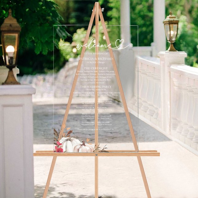 Panneau de Programme de Mariage en Acrylique Autom (Créateur téléchargé)