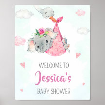 Panneau de réception cigogne poster éléphant fille