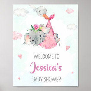 Panneau de réception cigogne poster éléphant fille