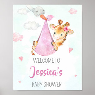 Panneau de réception de cigogne poster de la fête 