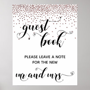 Panneau de réception de livre d'or à confettis ros