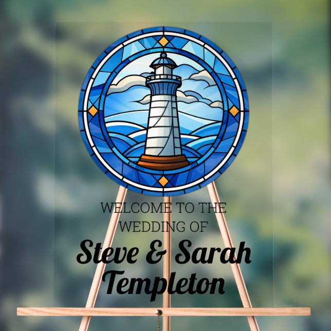 Panneau de réception de mariage de bienvenue Phare (Neutre)