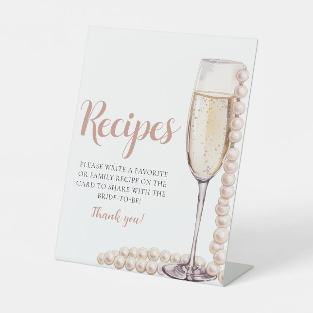 Panneau de recettes de champagne Pearles d'or et P (Recto)