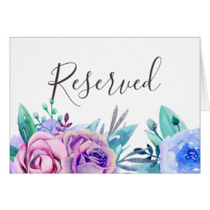 Panneau de réservation de mariage floral bleu et v