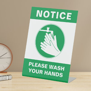 Panneau de sécurité de lavage des mains à poser su