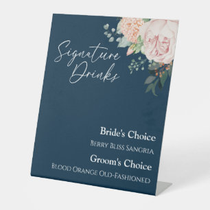 Panneau de signature Blush Floral Navy Mariage Boi