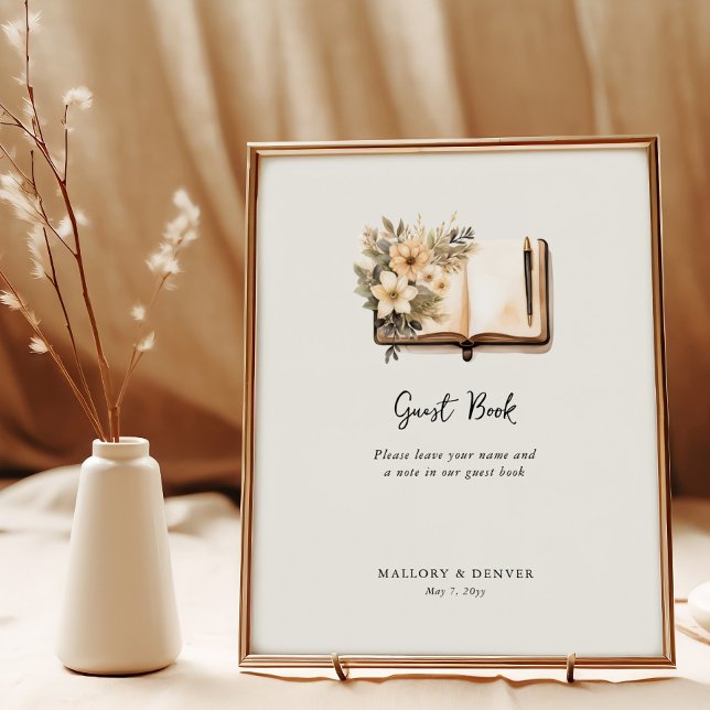 Panneau de signature de livre d'or de mariage neut (Guest Book Sign from Romantic Wedding signs collection by Darling & May)
