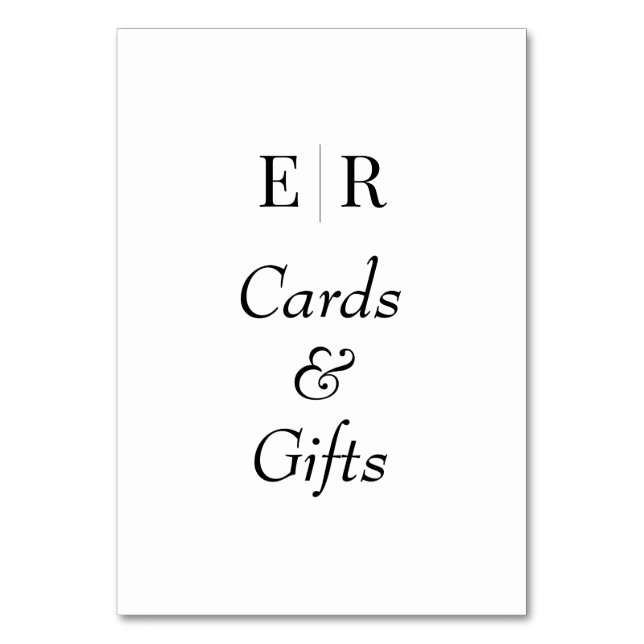 Panneau de table à monogramme noir et blanc Cartes (Par défaut)