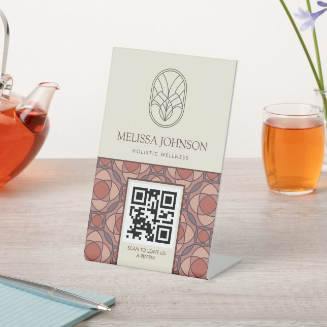 Panneau de table à piédestal à code QR géométrique (In SItu)