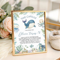 Panneau de table capsule temporelle d'animaux mari