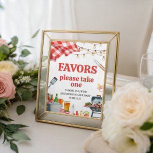 Panneau de table de faveur de Baby-Q BBQ Pique-niq