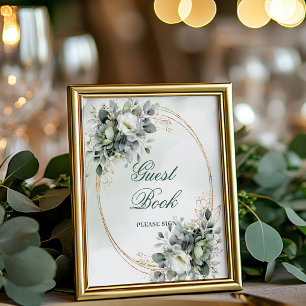 Panneau de table de livre d'or Chic Dusty Green Go