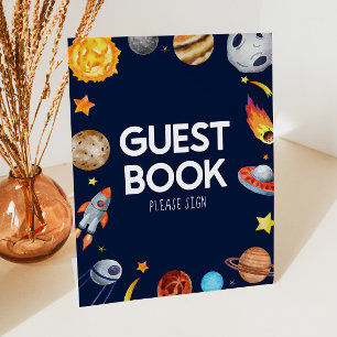 Panneau de table de livre d'or de galaxie d'espace