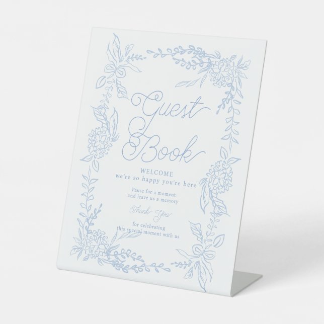 Panneau de table de livre d'or Hydrangea bleu fran (Recto)