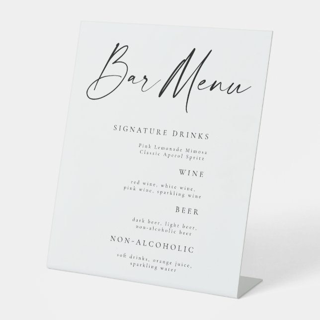 Panneau de table de menu de bar de mariage rustiqu (Recto)
