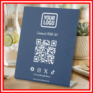 Panneau de table des médias sociaux   QR Navy Inst