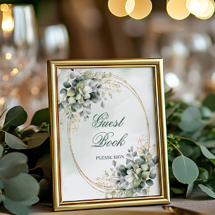 Panneau de table élégant pour livre d'or en vert p